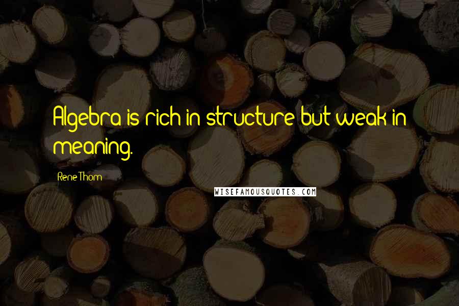 Rene Thom Quotes: Algebra is rich in structure but weak in meaning.