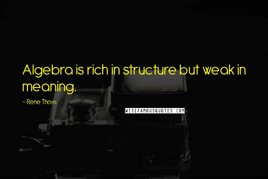 Rene Thom Quotes: Algebra is rich in structure but weak in meaning.