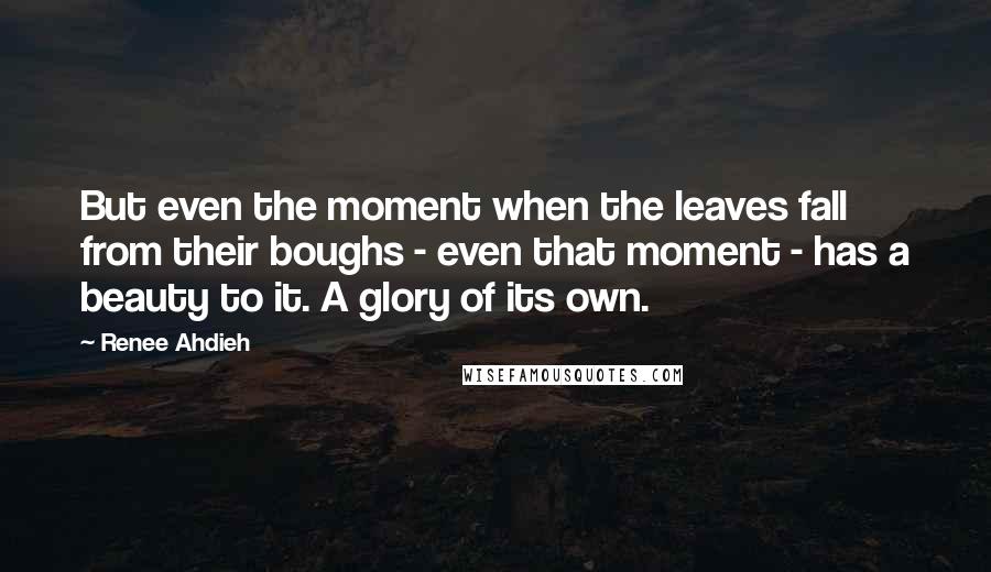 Renee Ahdieh Quotes: But even the moment when the leaves fall from their boughs - even that moment - has a beauty to it. A glory of its own.