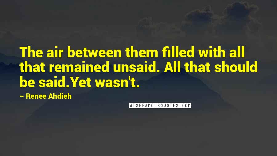 Renee Ahdieh Quotes: The air between them filled with all that remained unsaid. All that should be said.Yet wasn't.