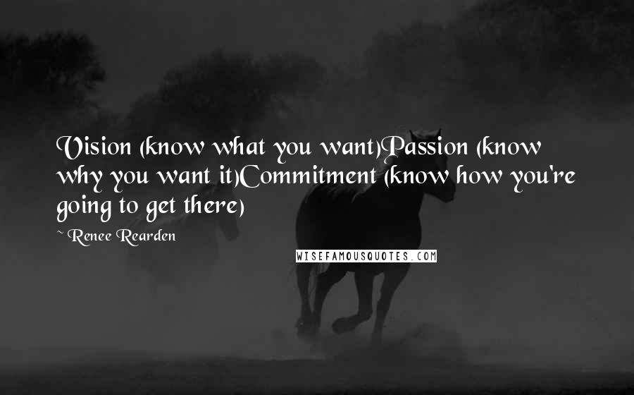 Renee Rearden Quotes: Vision (know what you want)Passion (know why you want it)Commitment (know how you're going to get there)