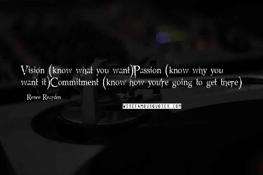 Renee Rearden Quotes: Vision (know what you want)Passion (know why you want it)Commitment (know how you're going to get there)