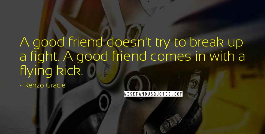 Renzo Gracie Quotes: A good friend doesn't try to break up a fight. A good friend comes in with a flying kick.