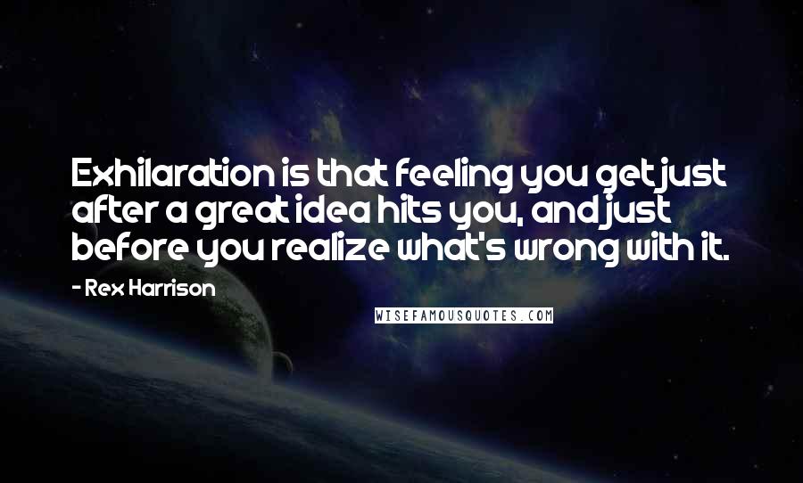 Rex Harrison Quotes: Exhilaration is that feeling you get just after a great idea hits you, and just before you realize what's wrong with it.