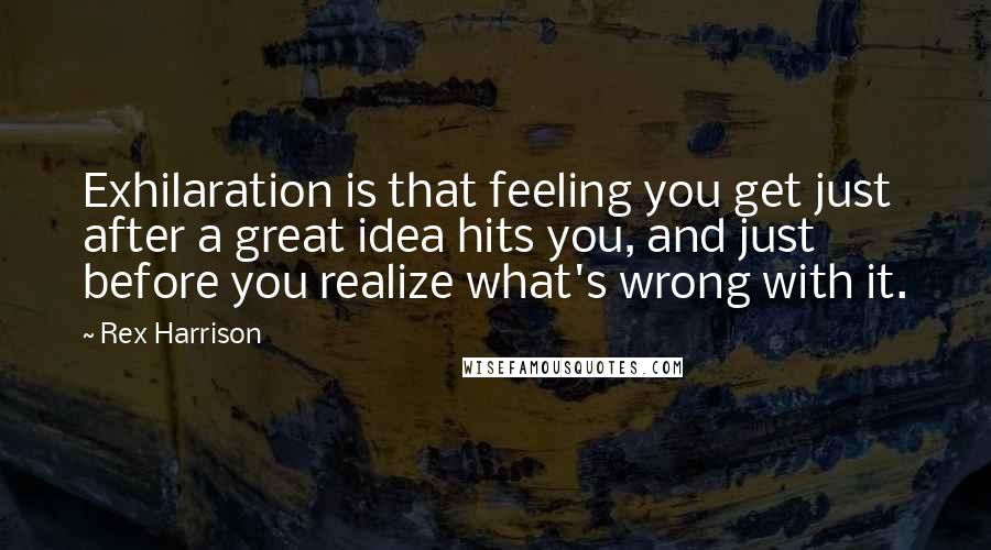 Rex Harrison Quotes: Exhilaration is that feeling you get just after a great idea hits you, and just before you realize what's wrong with it.