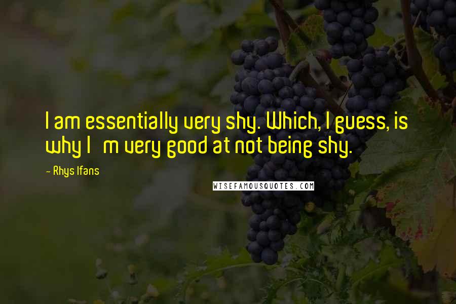 Rhys Ifans Quotes: I am essentially very shy. Which, I guess, is why I'm very good at not being shy.