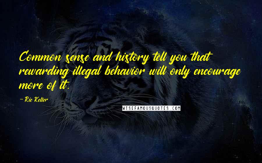 Ric Keller Quotes: Common sense and history tell you that rewarding illegal behavior will only encourage more of it.