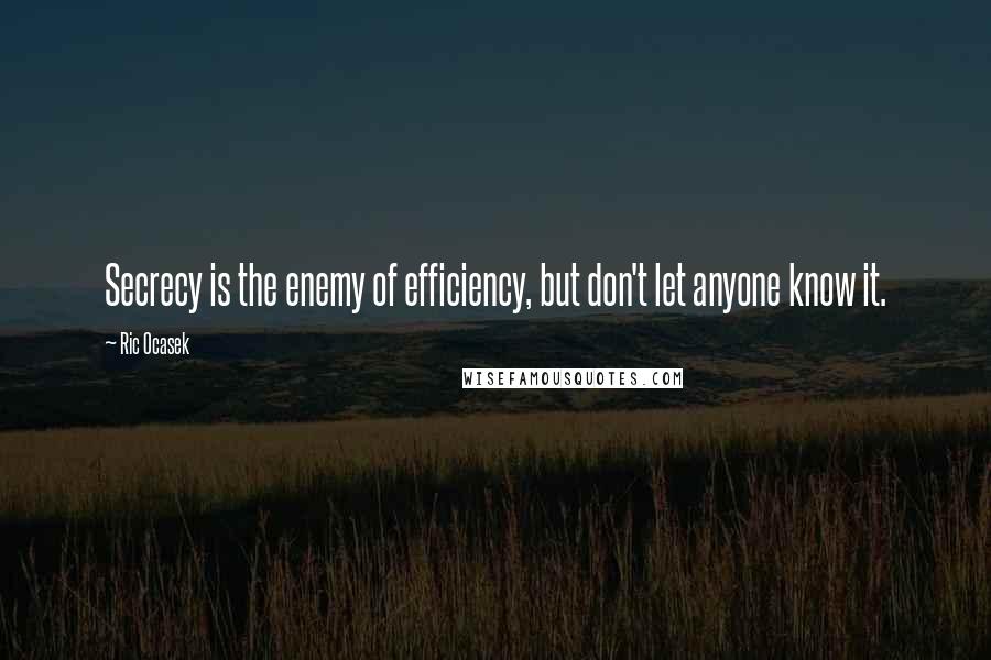 Ric Ocasek Quotes: Secrecy is the enemy of efficiency, but don't let anyone know it.