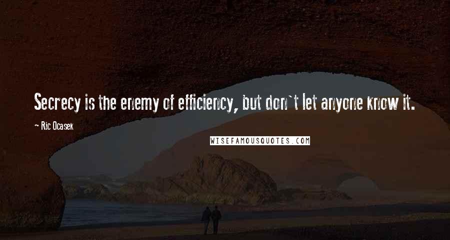 Ric Ocasek Quotes: Secrecy is the enemy of efficiency, but don't let anyone know it.