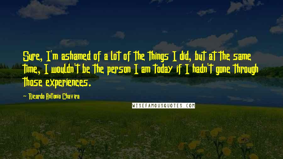 Ricardo Antonio Chavira Quotes: Sure, I'm ashamed of a lot of the things I did, but at the same time, I wouldn't be the person I am today if I hadn't gone through those experiences.