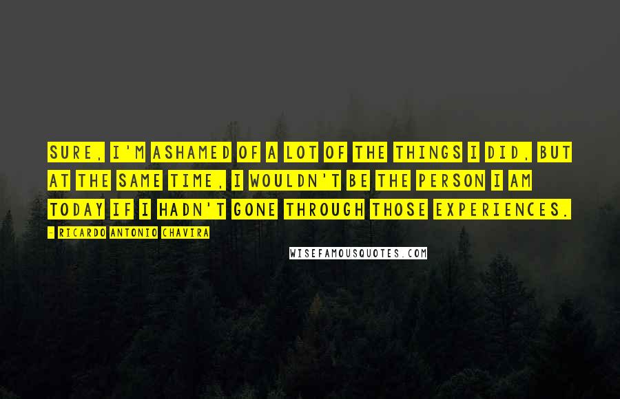 Ricardo Antonio Chavira Quotes: Sure, I'm ashamed of a lot of the things I did, but at the same time, I wouldn't be the person I am today if I hadn't gone through those experiences.
