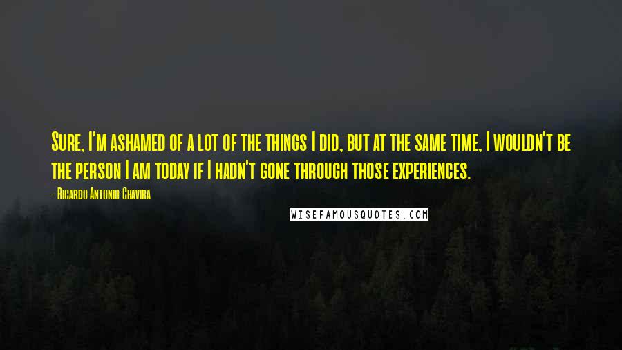 Ricardo Antonio Chavira Quotes: Sure, I'm ashamed of a lot of the things I did, but at the same time, I wouldn't be the person I am today if I hadn't gone through those experiences.