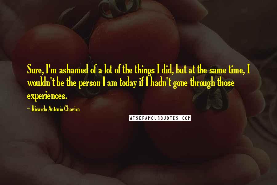 Ricardo Antonio Chavira Quotes: Sure, I'm ashamed of a lot of the things I did, but at the same time, I wouldn't be the person I am today if I hadn't gone through those experiences.