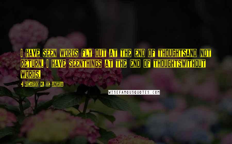 Ricardo M. De Ungria Quotes: I have seen words fly out at the end of thoughtsand not return. I have seenthings at the end of thoughtswithout words.