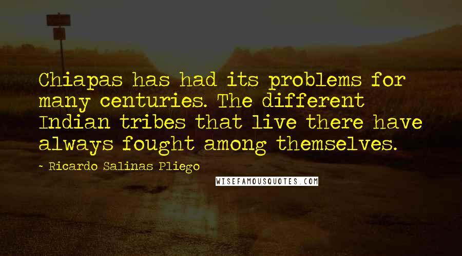Ricardo Salinas Pliego Quotes: Chiapas has had its problems for many centuries. The different Indian tribes that live there have always fought among themselves.