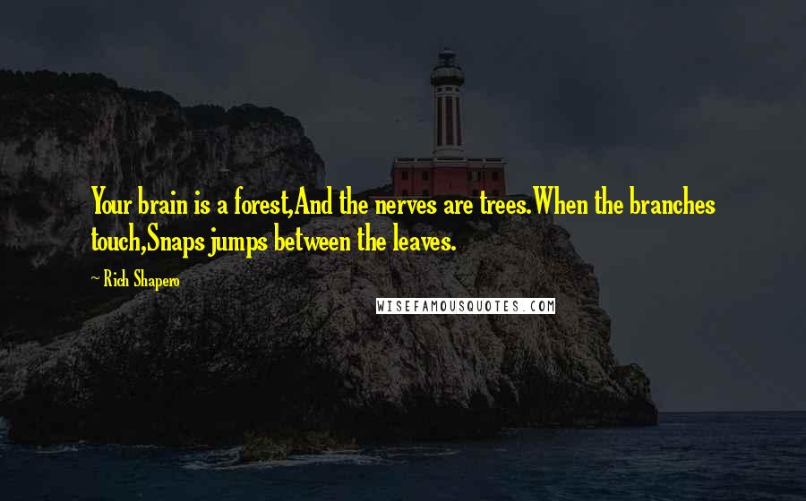 Rich Shapero Quotes: Your brain is a forest,And the nerves are trees.When the branches touch,Snaps jumps between the leaves.