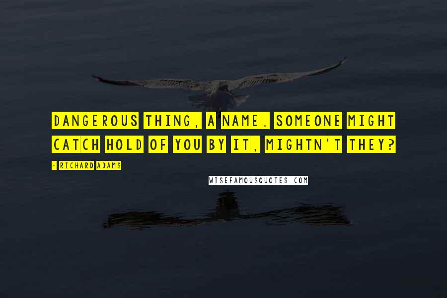 Richard Adams Quotes: Dangerous thing, a name. Someone might catch hold of you by it, mightn't they?