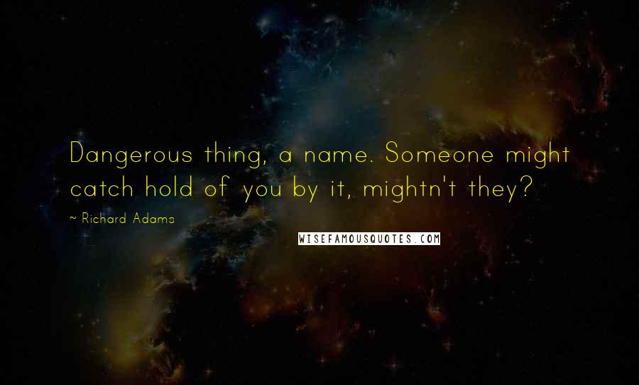 Richard Adams Quotes: Dangerous thing, a name. Someone might catch hold of you by it, mightn't they?