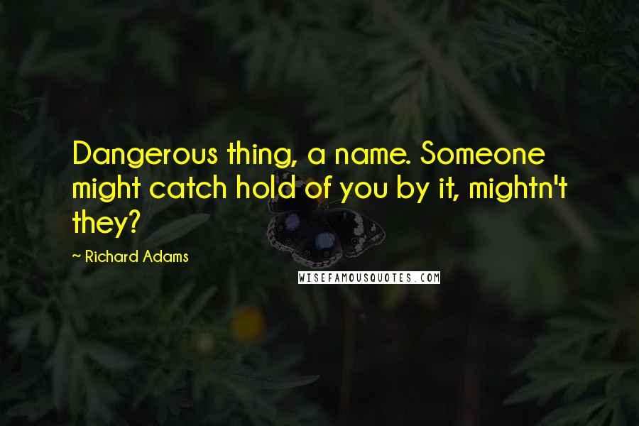 Richard Adams Quotes: Dangerous thing, a name. Someone might catch hold of you by it, mightn't they?