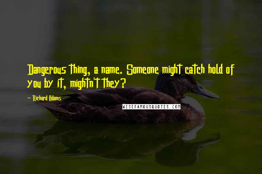 Richard Adams Quotes: Dangerous thing, a name. Someone might catch hold of you by it, mightn't they?