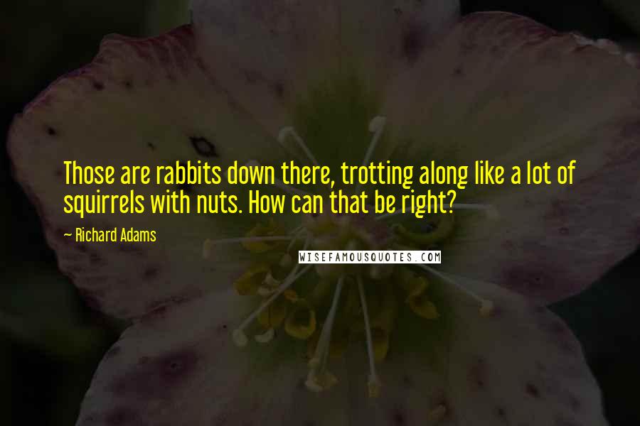 Richard Adams Quotes: Those are rabbits down there, trotting along like a lot of squirrels with nuts. How can that be right?