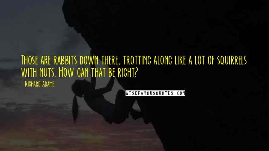 Richard Adams Quotes: Those are rabbits down there, trotting along like a lot of squirrels with nuts. How can that be right?