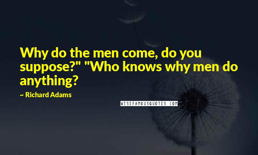 Richard Adams Quotes: Why do the men come, do you suppose?" "Who knows why men do anything?