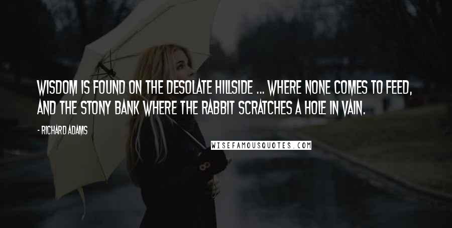 Richard Adams Quotes: Wisdom is found on the desolate hillside ... where none comes to feed, and the stony bank where the rabbit scratches a hole in vain.