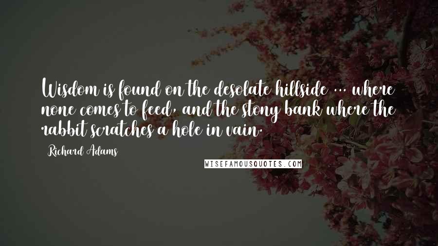 Richard Adams Quotes: Wisdom is found on the desolate hillside ... where none comes to feed, and the stony bank where the rabbit scratches a hole in vain.