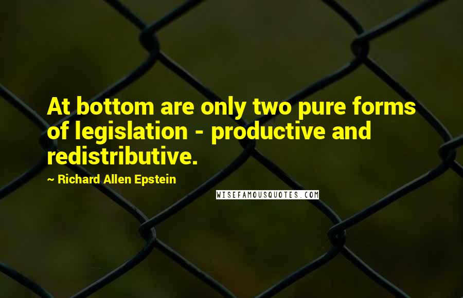 Richard Allen Epstein Quotes: At bottom are only two pure forms of legislation - productive and redistributive.