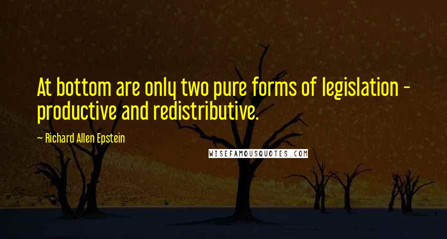 Richard Allen Epstein Quotes: At bottom are only two pure forms of legislation - productive and redistributive.
