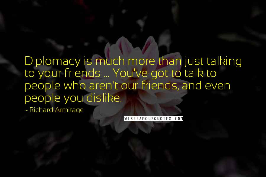 Richard Armitage Quotes: Diplomacy is much more than just talking to your friends ... You've got to talk to people who aren't our friends, and even people you dislike.