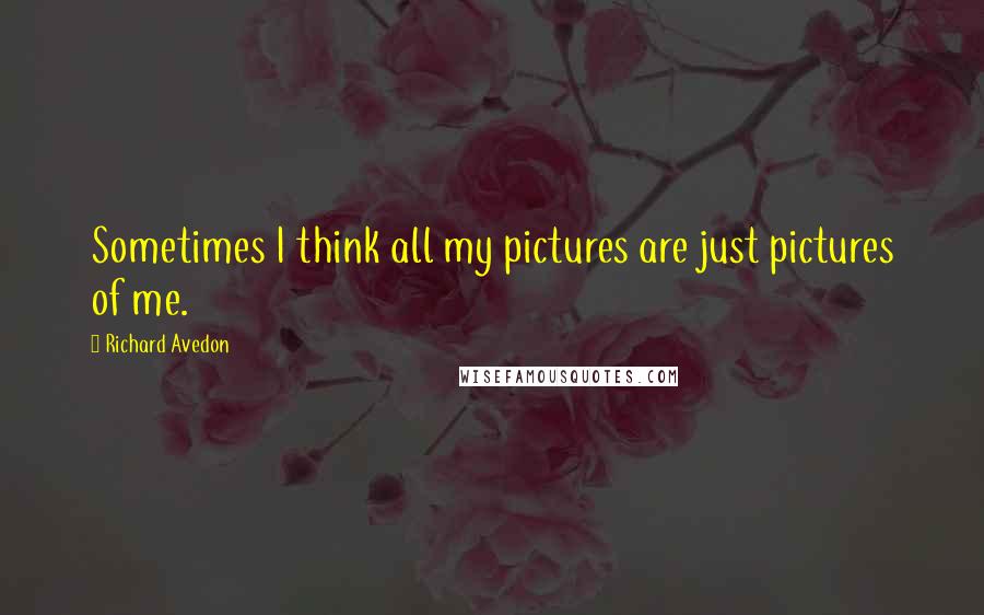 Richard Avedon Quotes: Sometimes I think all my pictures are just pictures of me.