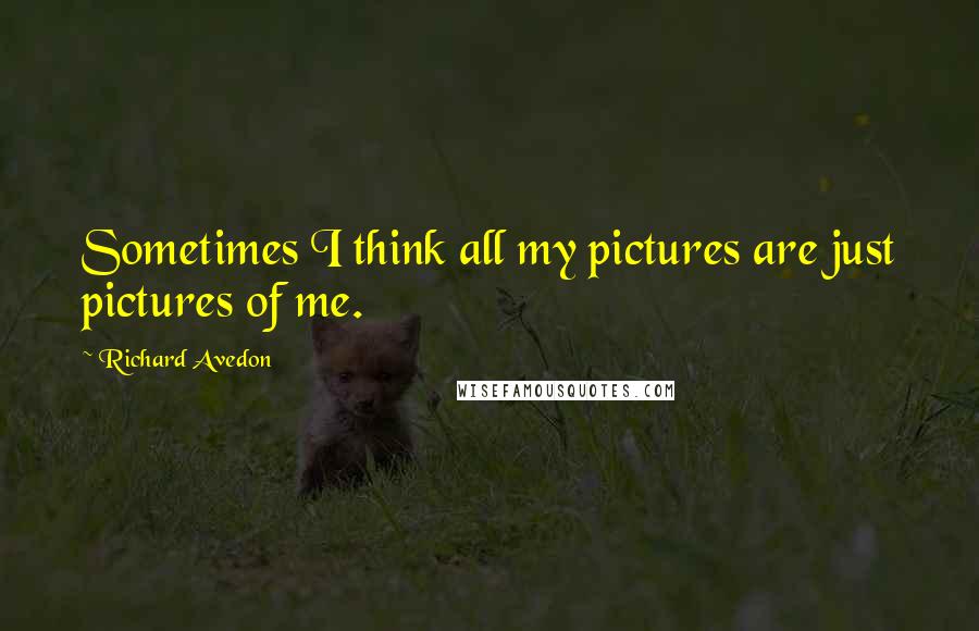 Richard Avedon Quotes: Sometimes I think all my pictures are just pictures of me.