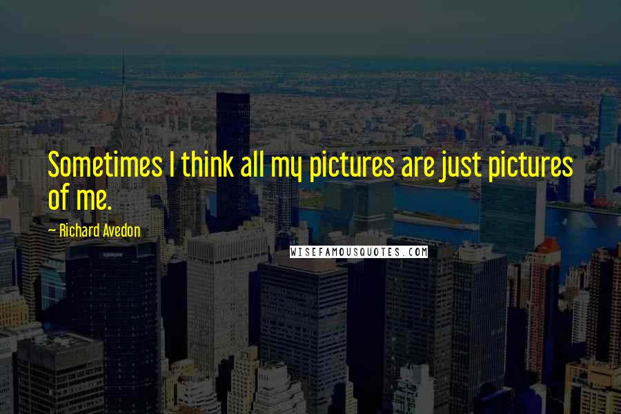 Richard Avedon Quotes: Sometimes I think all my pictures are just pictures of me.