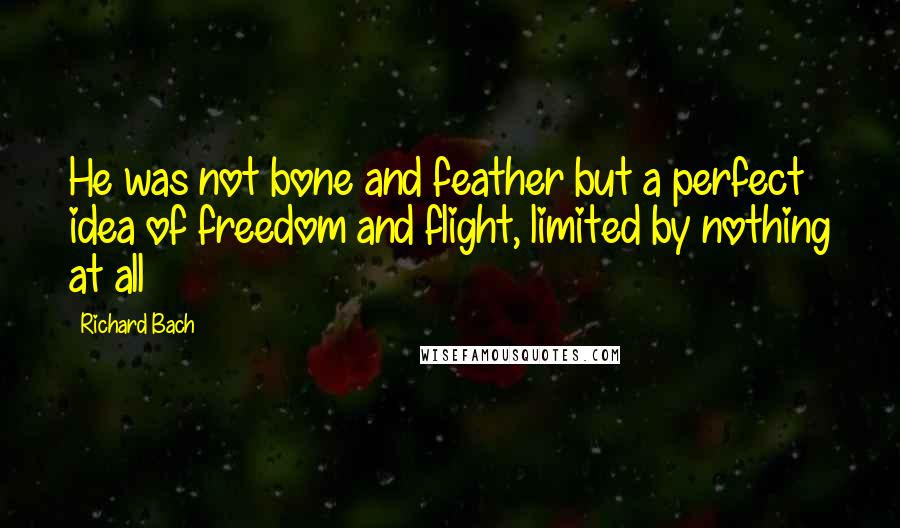 Richard Bach Quotes: He was not bone and feather but a perfect idea of freedom and flight, limited by nothing at all