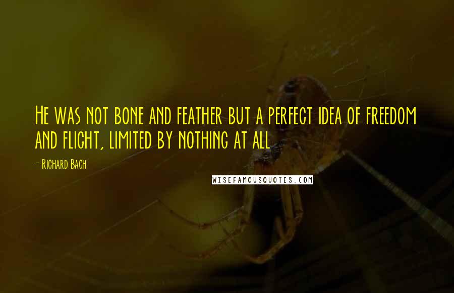 Richard Bach Quotes: He was not bone and feather but a perfect idea of freedom and flight, limited by nothing at all