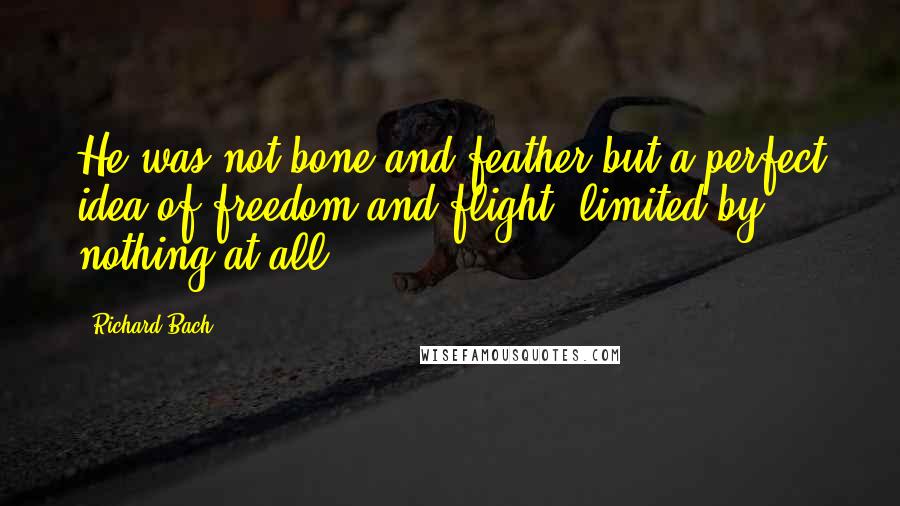 Richard Bach Quotes: He was not bone and feather but a perfect idea of freedom and flight, limited by nothing at all