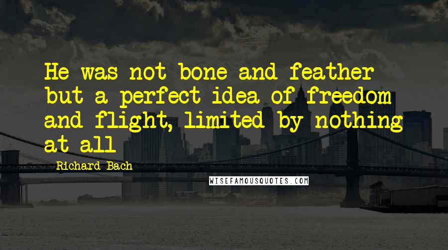 Richard Bach Quotes: He was not bone and feather but a perfect idea of freedom and flight, limited by nothing at all
