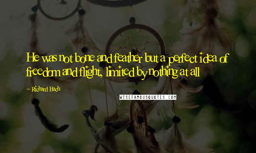 Richard Bach Quotes: He was not bone and feather but a perfect idea of freedom and flight, limited by nothing at all