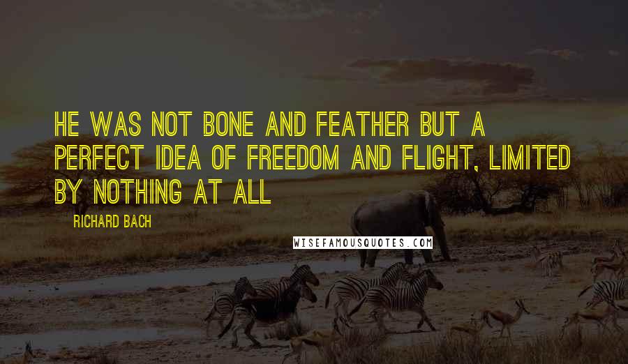 Richard Bach Quotes: He was not bone and feather but a perfect idea of freedom and flight, limited by nothing at all