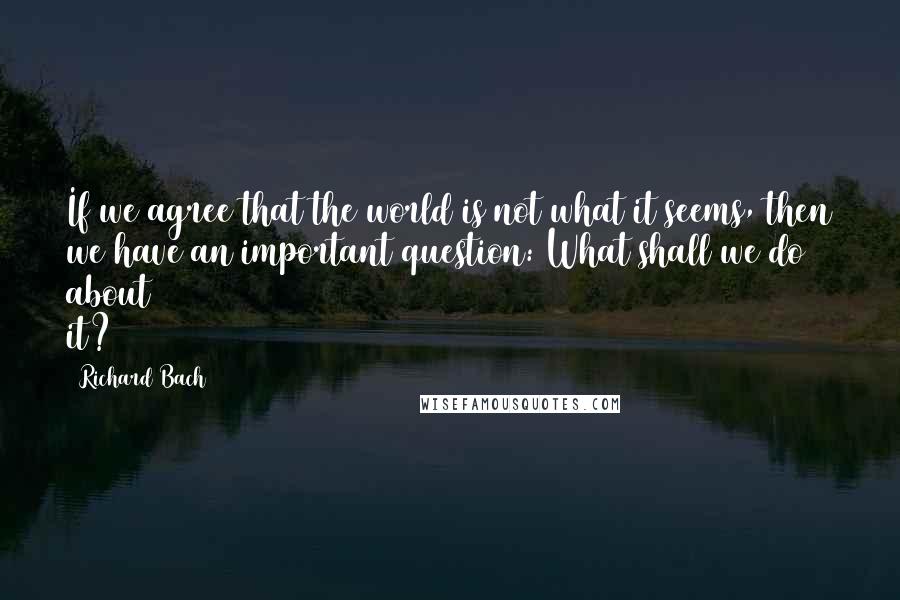 Richard Bach Quotes: If we agree that the world is not what it seems, then we have an important question: What shall we do about it?