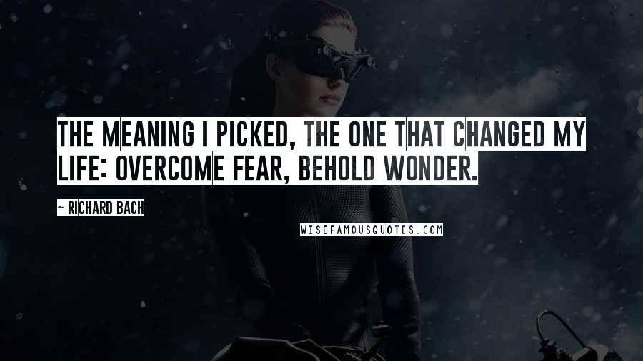 Richard Bach Quotes: The meaning I picked, the one that changed my life: Overcome fear, behold wonder.