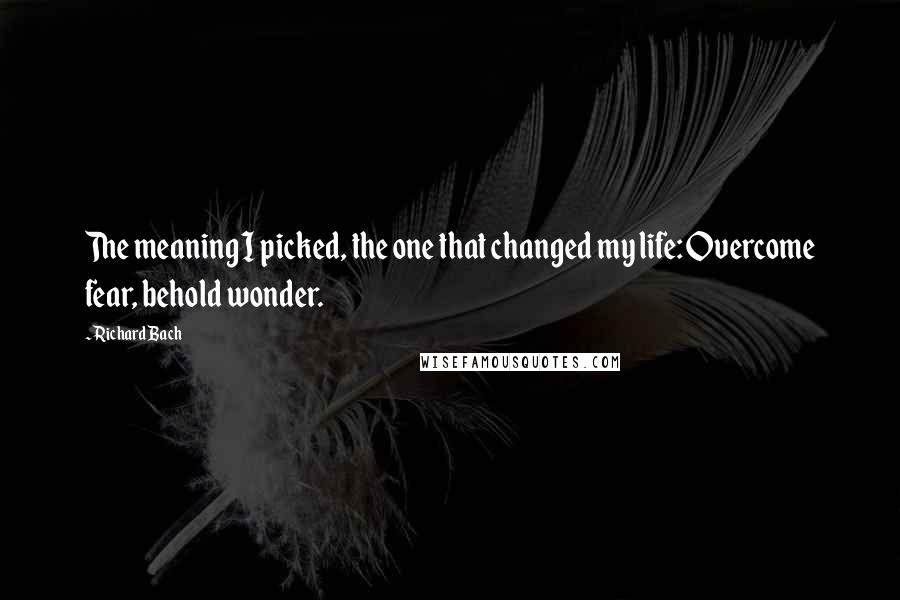 Richard Bach Quotes: The meaning I picked, the one that changed my life: Overcome fear, behold wonder.