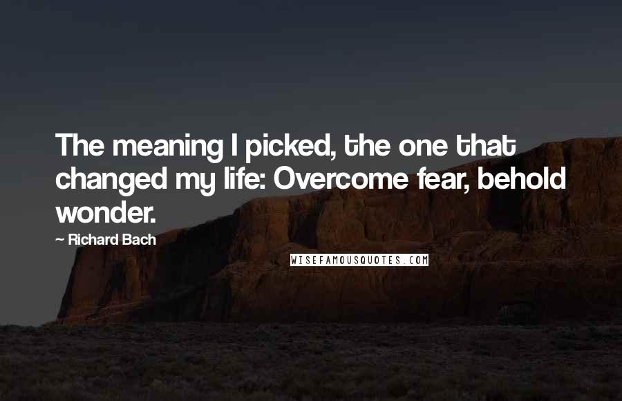 Richard Bach Quotes: The meaning I picked, the one that changed my life: Overcome fear, behold wonder.