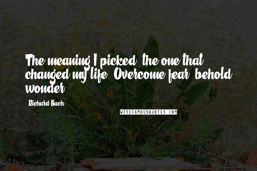 Richard Bach Quotes: The meaning I picked, the one that changed my life: Overcome fear, behold wonder.