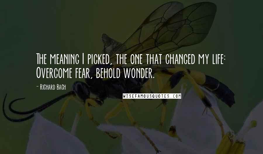 Richard Bach Quotes: The meaning I picked, the one that changed my life: Overcome fear, behold wonder.