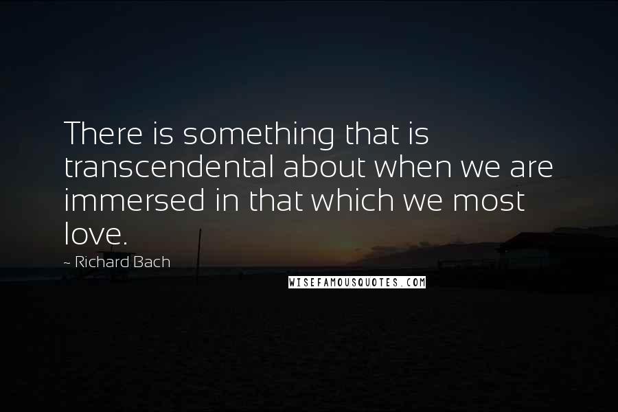 Richard Bach Quotes: There is something that is transcendental about when we are immersed in that which we most love.