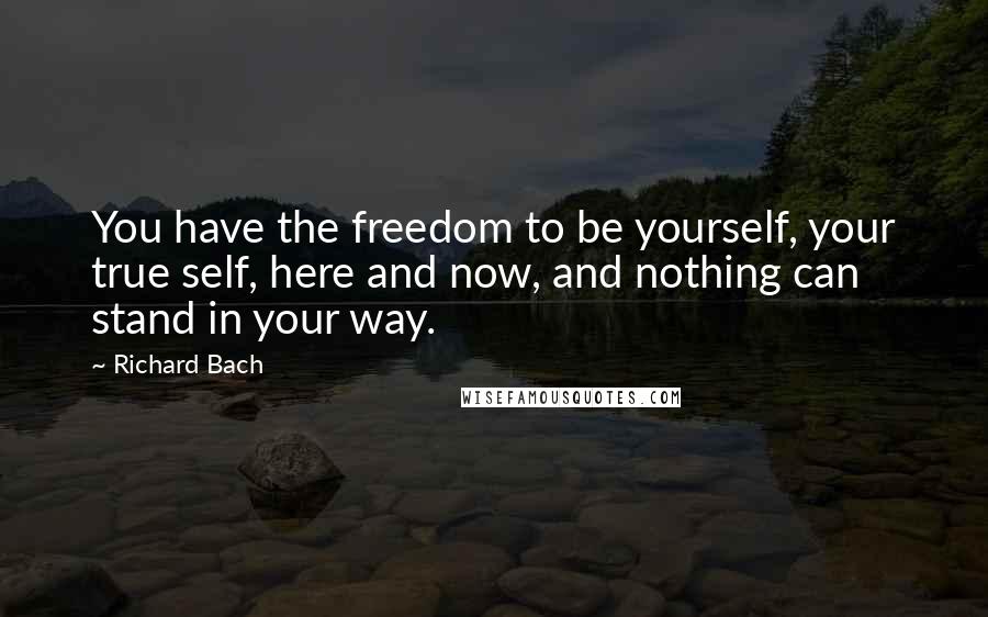 Richard Bach Quotes: You have the freedom to be yourself, your true self, here and now, and nothing can stand in your way.
