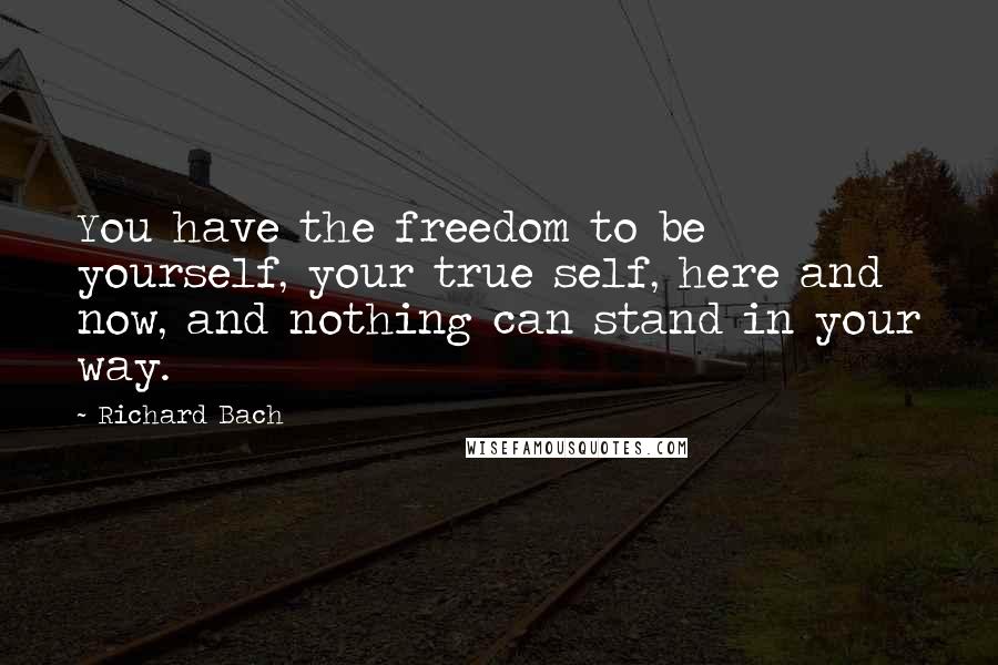 Richard Bach Quotes: You have the freedom to be yourself, your true self, here and now, and nothing can stand in your way.